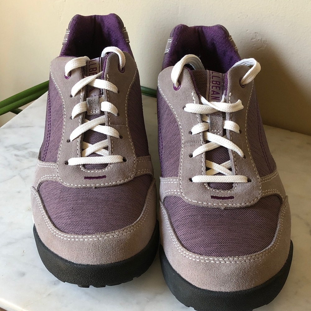 LL Bean Purple Suede-Trim Oxford Hiking Trail Shoes